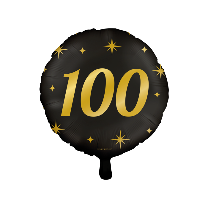 100 jaar Folieballon - 46 cm - goud en zwart - Classy