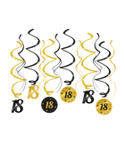 18 jaar Swirl slingers - 6 stuks - goud en zwart - Classy