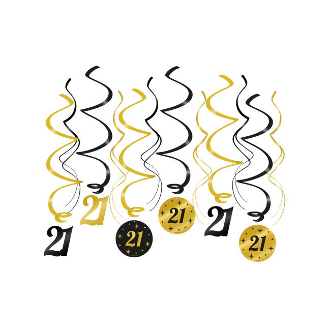 21 jaar Swirl slingers - 6 stuks - goud en zwart - Classy