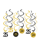 25 jaar Swirl slingers - 6 stuks - goud en zwart - Classy