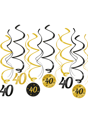 40 jaar Swirl slingers - 6 stuks - goud en zwart - Classy