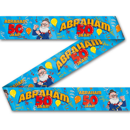 Abraham 50 jaar cartoon - Afzetlint - 12 meter