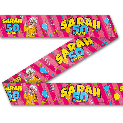 Sarah 50 jaar cartoon - Afzetlint - 12 meter