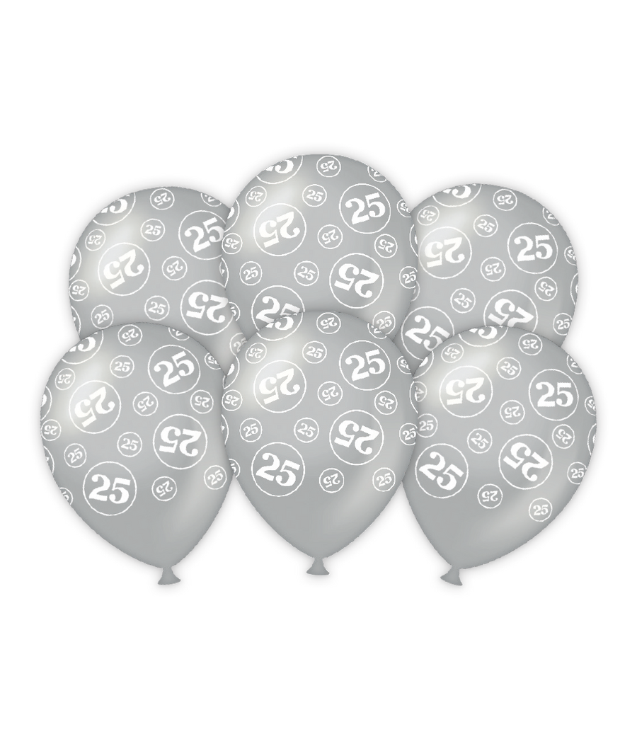 25 jaar getrouwd Ballonnen - 6 stuks - 30 cm