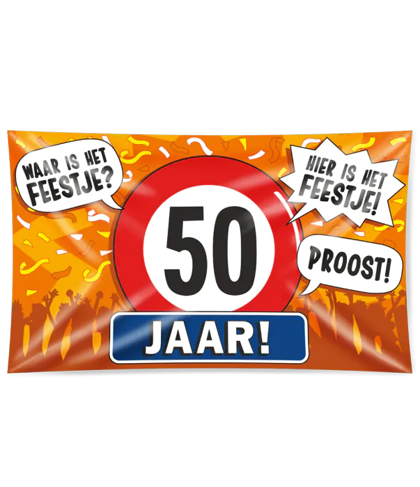 50 jaar Gevelvlag XXL - 90 x 150 cm
