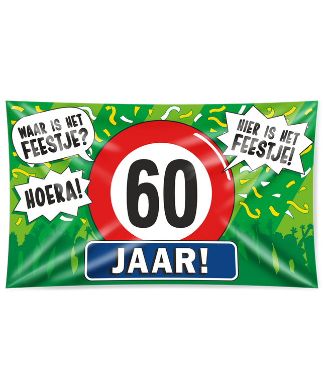 60 jaar Gevelvlag XXL - 90 x 150 cm
