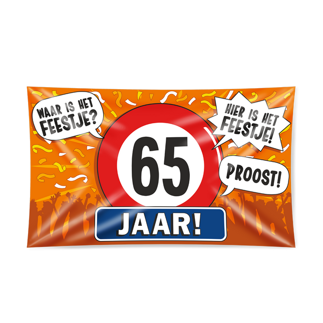 65 jaar Gevelvlag XXL - 90 x 150 cm