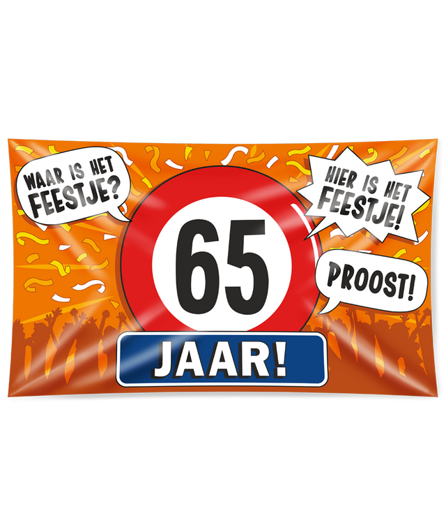 65 jaar Gevelvlag XXL - 90 x 150 cm