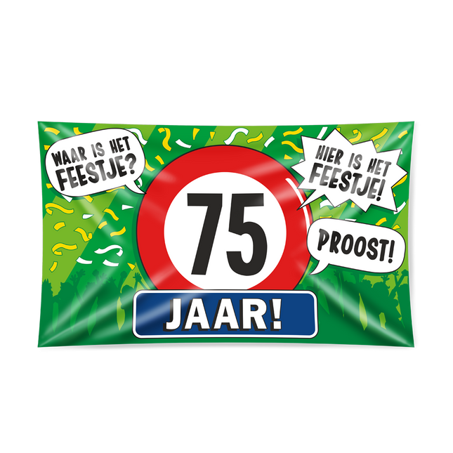 75 jaar Gevelvlag XXL - 90 x 150 cm