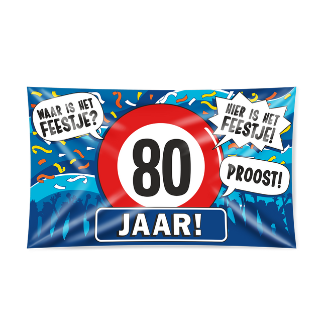80 jaar Gevelvlag XXL - 90 x 150 cm