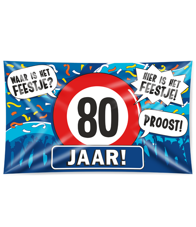 80 jaar Gevelvlag XXL - 90 x 150 cm