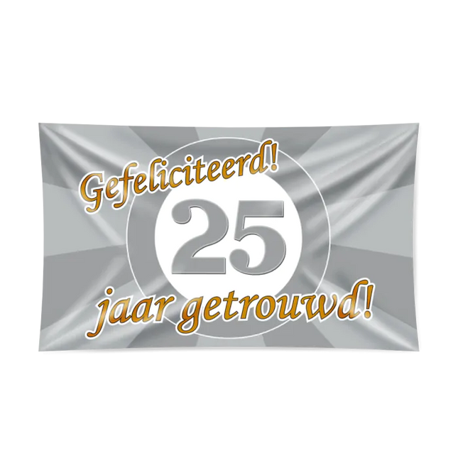 25 jaar getrouwd Gevelvlag XXL - 90 x 150 cm