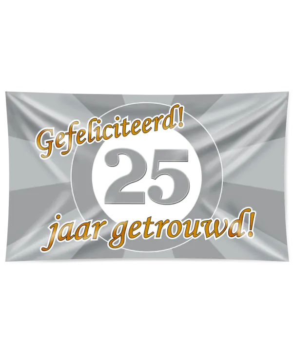 25 jaar getrouwd Gevelvlag XXL - 90 x 150 cm