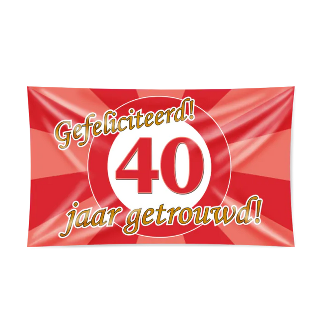 40 jaar getrouwd Gevelvlag XXL - 90 x 150 cm