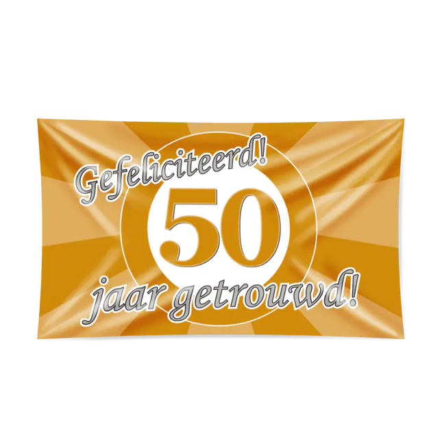50 jaar getrouwd Gevelvlag XXL - 90 x 150 cm