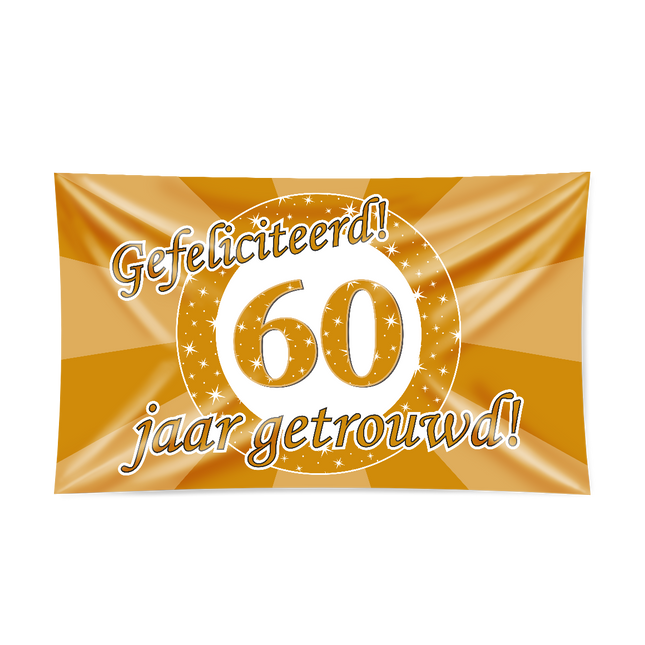 60 jaar getrouwd Gevelvlag XXL - 90 x 150 cm