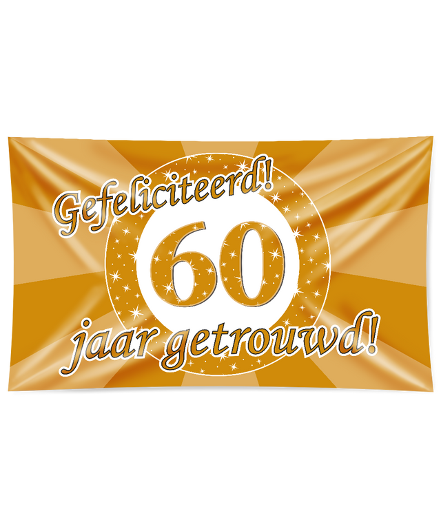 60 jaar getrouwd Gevelvlag XXL - 90 x 150 cm