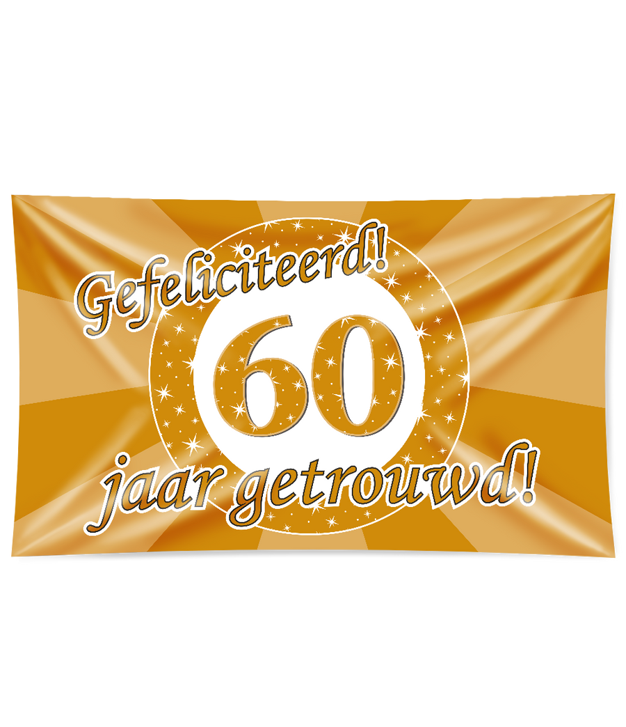 60 jaar getrouwd Gevelvlag XXL - 90 x 150 cm