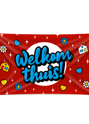 Welcome home Facade flag XXL - 90 x 150 cm - cartoon