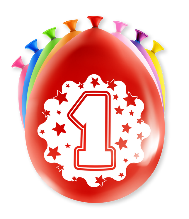 1 jaar Ballonnen - 8 stuks - 30 cm