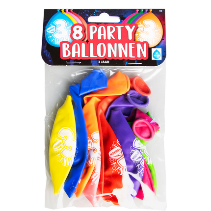 3 jaar Ballonnen - 8 stuks - 30 cm