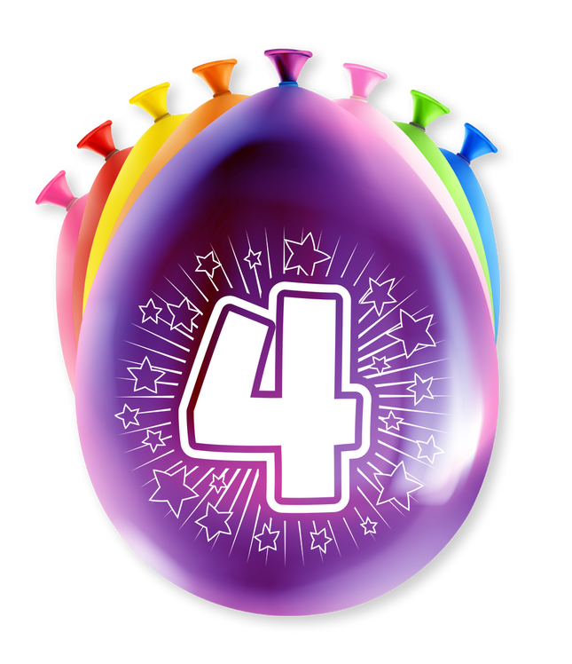 4 jaar Ballonnen - 8 stuks - 30 cm