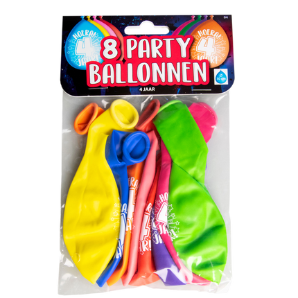 4 jaar Ballonnen - 8 stuks - 30 cm