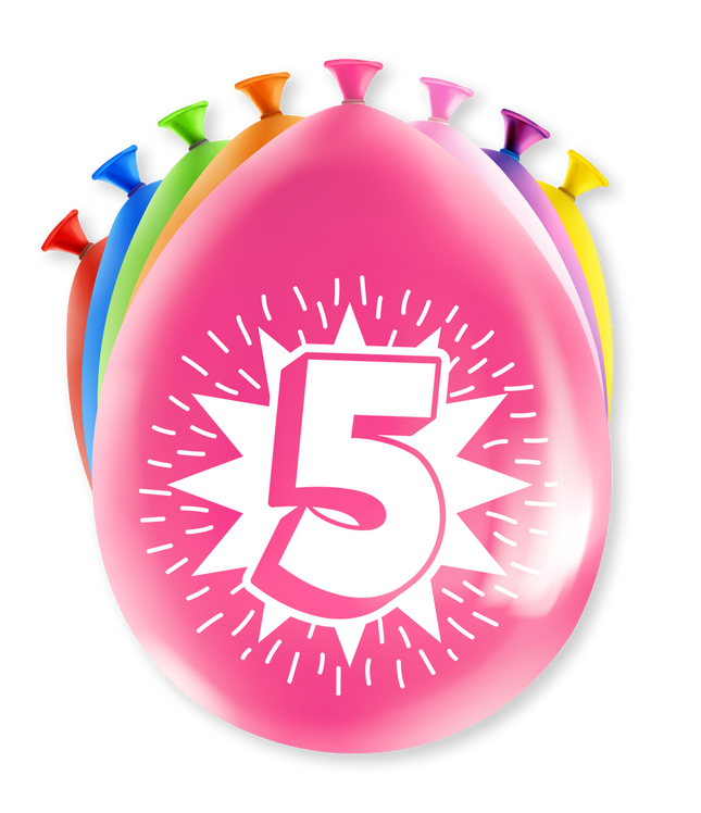 5 jaar Ballonnen - 8 stuks - 30 cm