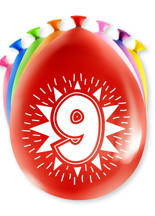 9 Years Balloons - Pack of 8 - 30 cm