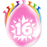 16 jaar Ballonnen - 8 stuks - 30 cm