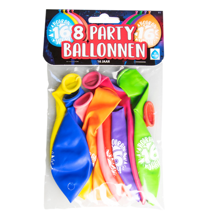 16 jaar Ballonnen - 8 stuks - 30 cm