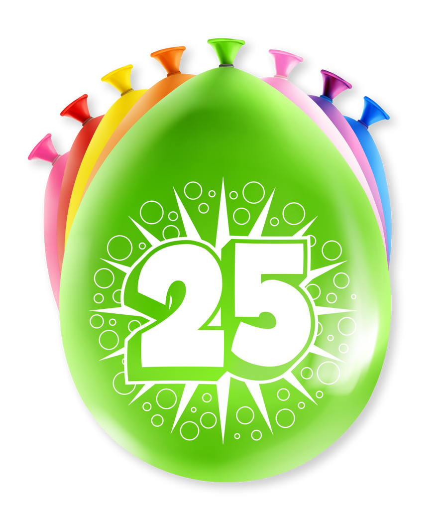 25 jaar Ballonnen - 8 stuks - 30 cm