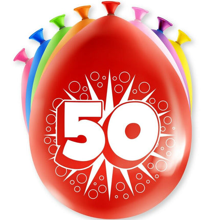 50 jaar Ballonnen - 8 stuks - 30 cm