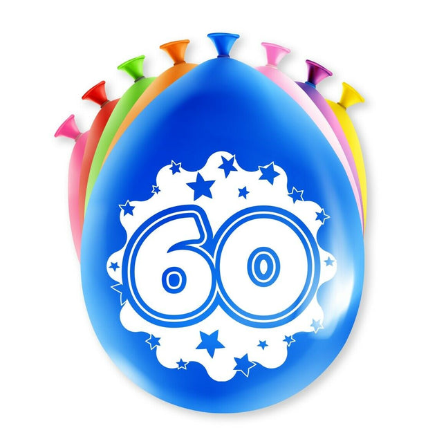60 jaar Ballonnen - 8 stuks - 30 cm