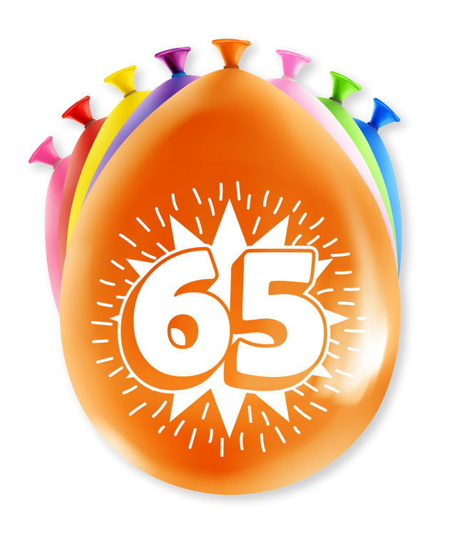 65 jaar Ballonnen - 8 stuks - 30 cm