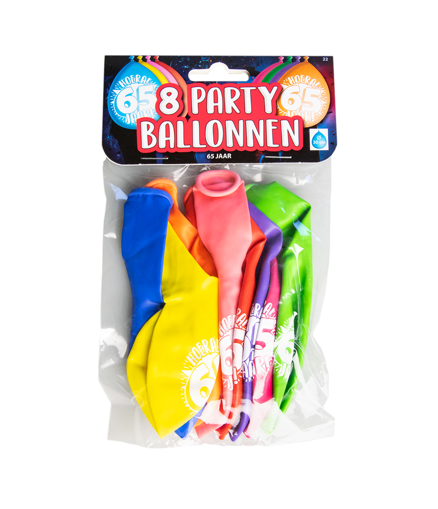 65 jaar Ballonnen - 8 stuks - 30 cm