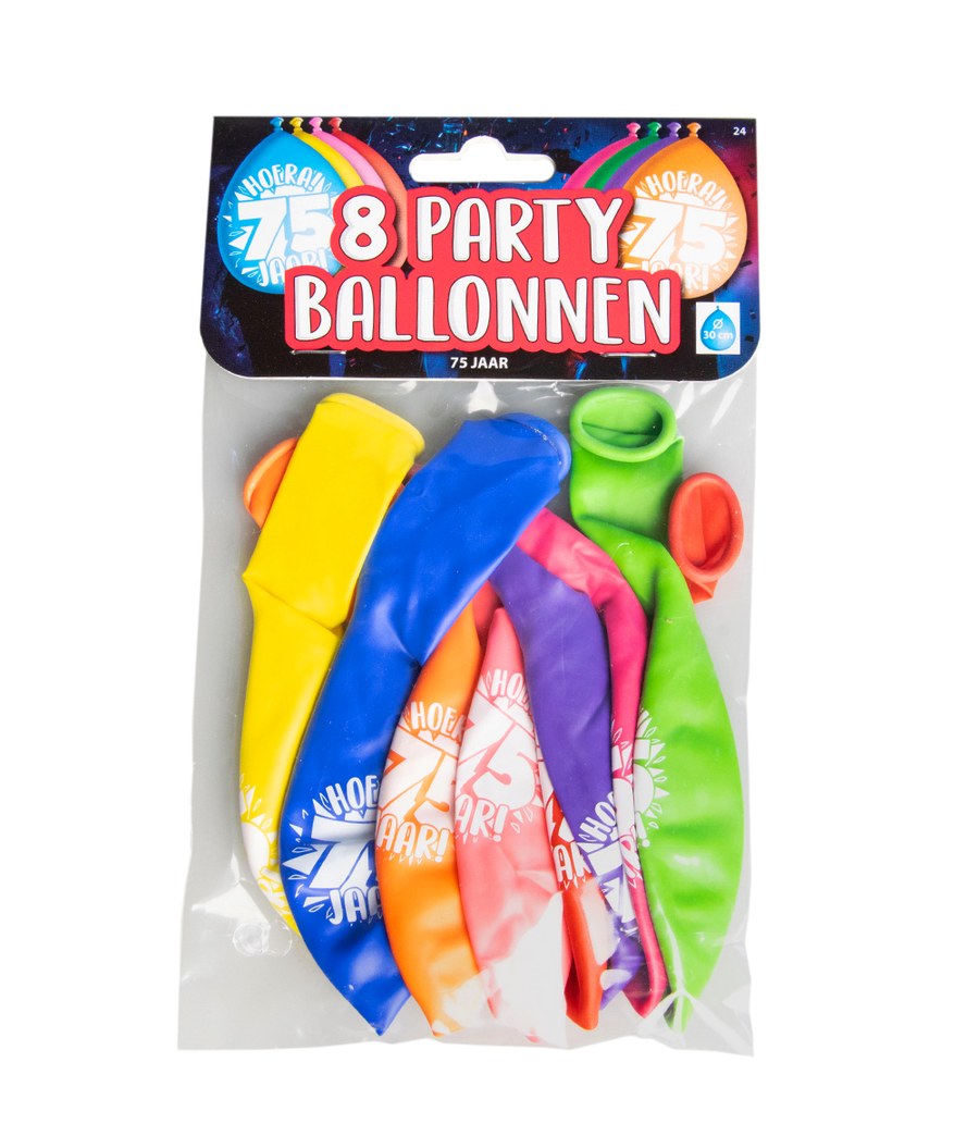 75 jaar Ballonnen - 8 stuks - 30 cm