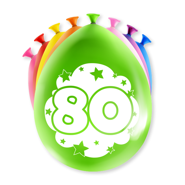 80 jaar Ballonnen - 8 stuks - 30 cm