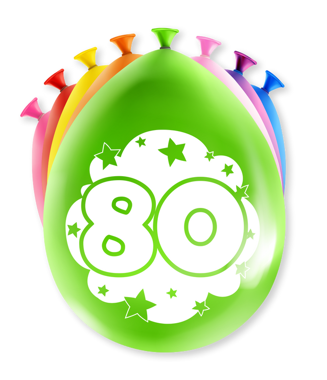 80 jaar Ballonnen - 8 stuks - 30 cm