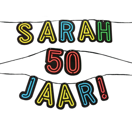 Sarah 50 jaar! Slinger - 5 meter - Neon