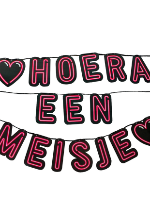 Hoera een meisje Slinger - 5 meter - Neon