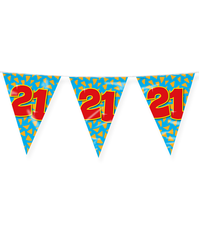 21 jaar Vlaggenlijn / slinger - 10 meter - Happy vlaggetjes