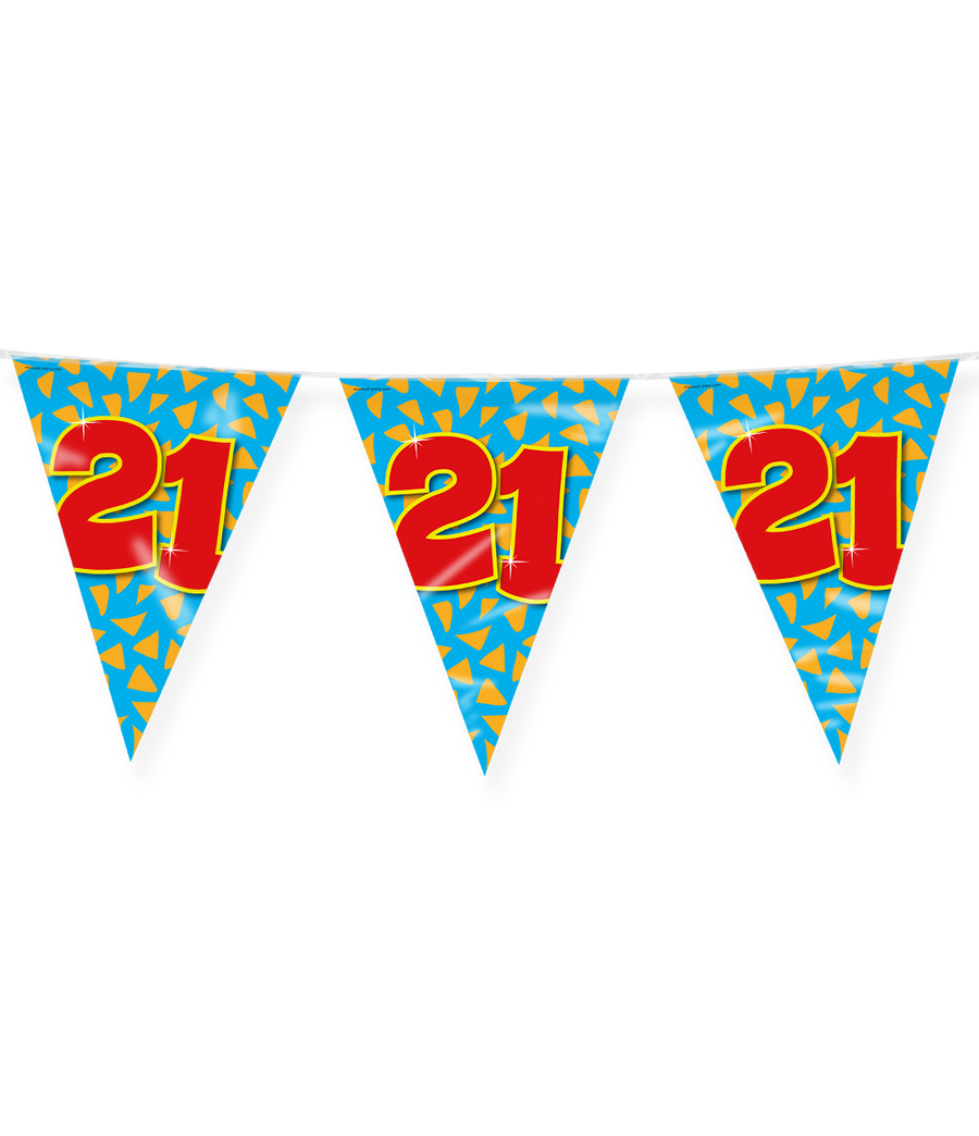 21 jaar Vlaggenlijn / slinger - 10 meter - Happy vlaggetjes