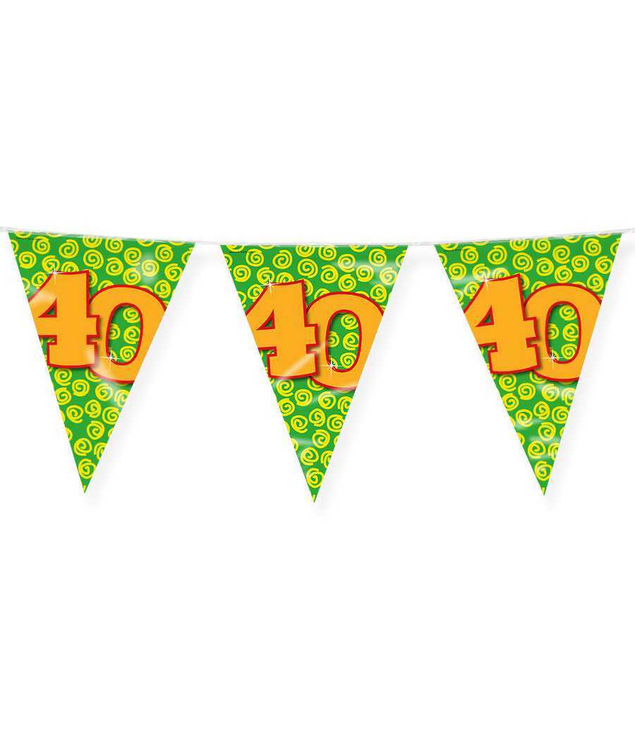 40 jaar Vlaggenlijn / slinger - 10 meter - Happy vlaggetjes