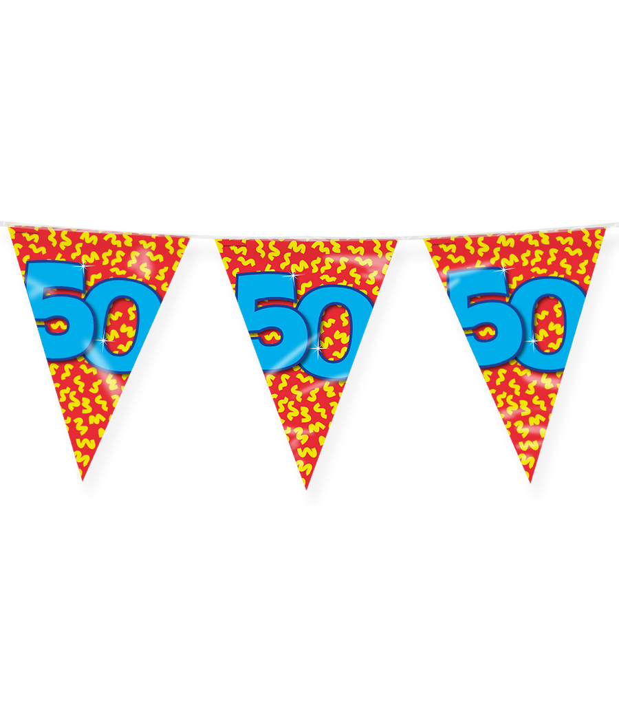 50 jaar Vlaggenlijn / slinger - 10 meter - Happy vlaggetjes