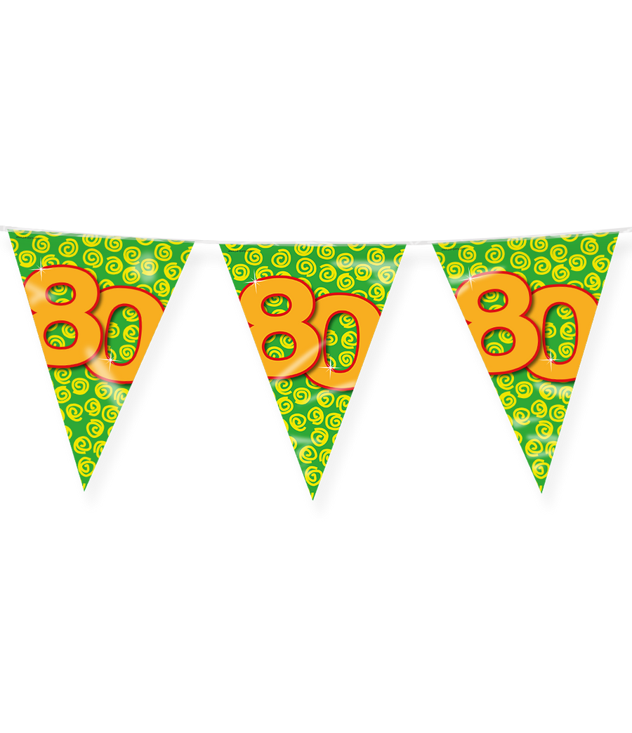 80 jaar Vlaggenlijn / slinger - 10 meter - Happy vlaggetjes