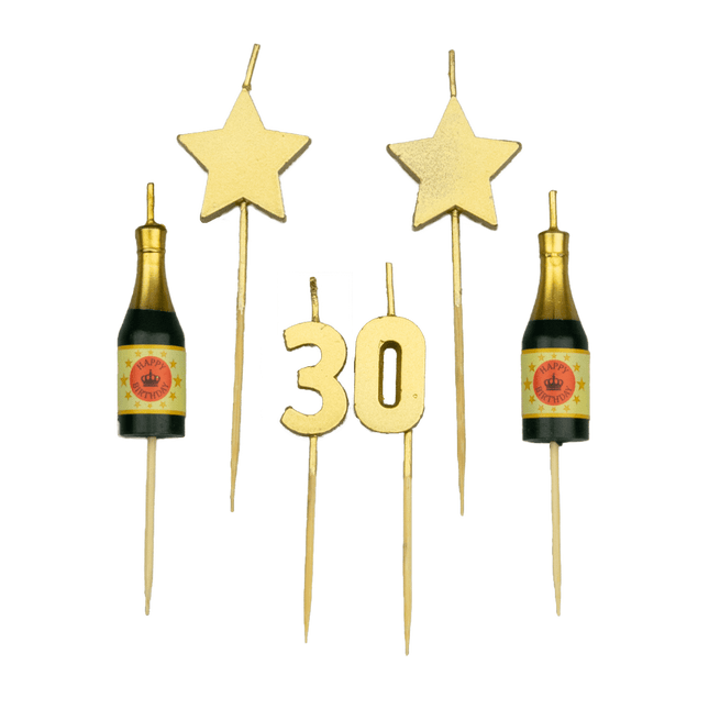 30 jaar Kaarsjes - 6 stuks - 9 cm