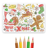 Placemat Kerstmis - 4 stuks (incl. potloden)