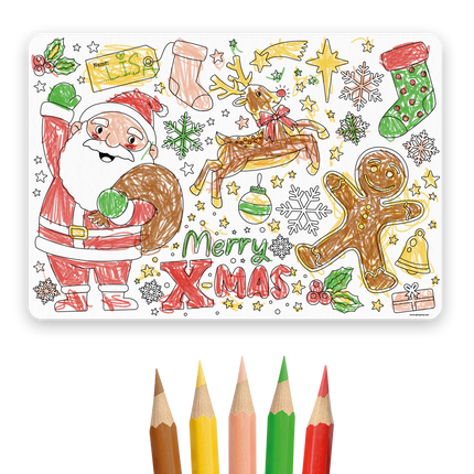 Placemat Kerstmis - 4 stuks (incl. potloden)