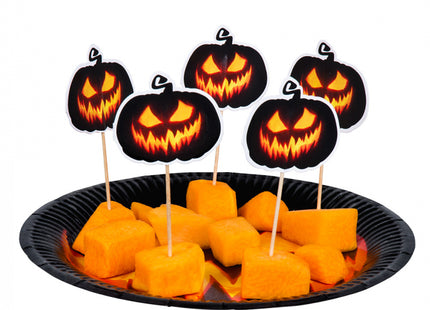 Halloween - Cocktailprikkers Creepy Pumpkin - 12 stuks - 12 cm